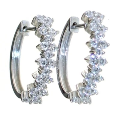 1.00 ct White Topaz Huggie Hoop Earrings - Image 1 of 3