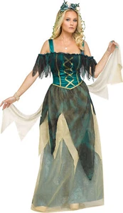 Woodland Forest Fairy ADULT Womens Costume NEW Green Dress Floral Headband Wings - Picture 1 of 2