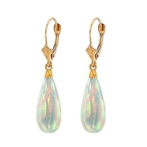 14k Yellow and White Gold White Opal Leverback Earrings - Picture 1 of 2