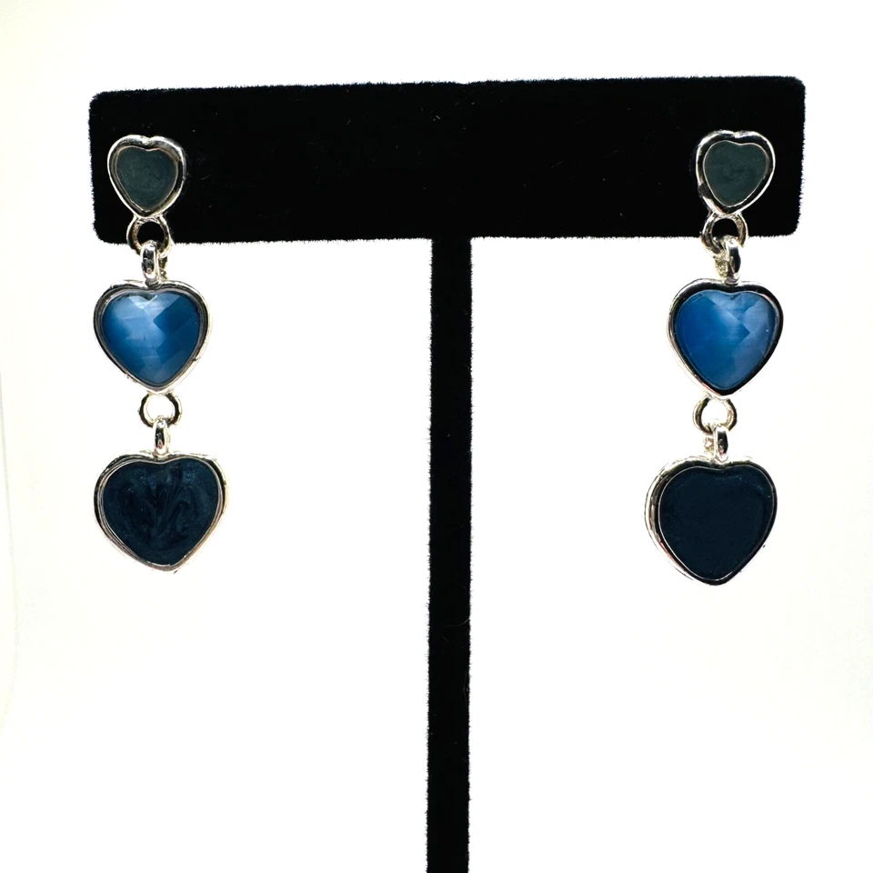 Vintage Heart Pearl Dangle Earrings Gold Tone - Image 1 of 4