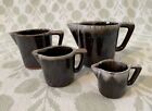 Vintage Ceramic Tilso Japan Measuring Cups Set of 4 Brown Drip Pitcher Shaped