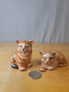Mini Tabby Katzen Keramik Figur Keramik Terrakotta Ton Vintage - Bild 1 von 12