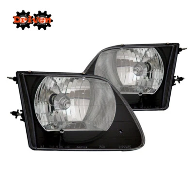 97-03 Ford F150 Truck Harley Lighting SVT Black Housing Clear Lens Head Lamps - Image 1 of 2