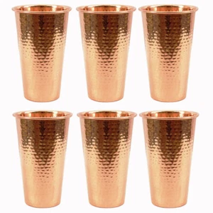 Vajilla de vaso grande de cobre martillado 550 ml vidrio bebida beneficios para la salud - Imagen 1 de 3