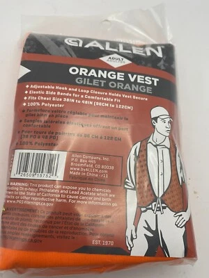 Allen 15752 Adult Blaze Orange Hunting Safety Vest Medium/Large - Image 1 of 3