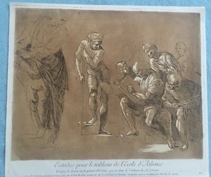 Druck Radierung 1700er Jahre - Studien zur Malerei der Schule Athens - Raphael, Le Sueur - Bild 1 von 12
