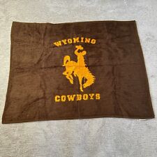 VTG Wyoming Cowboys Biederlack Blanket Brown Gold Throw UW Made in USA 59x45