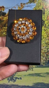 Vintage Brilliant Cut Rhinestones Glass Brooch, in Gift Box. 36mm - Picture 1 of 11