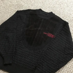 Vintage Harley Davidson Knit Sweater Men’s Medium Black Suede Leather Chest - Picture 1 of 10