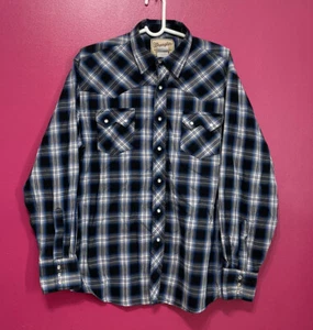 Vtg Wrangler Shirt Mens XL Blue Plaid Button Up Pearl Snap Long Sleeve Western - Picture 1 of 10