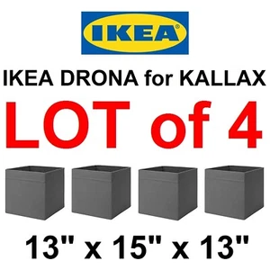 LOT of 4 brand new IKEA DRÖNA DRONA storage boxes drawers for KALLAX shelf gray - Picture 1 of 6