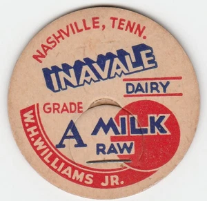 Vintage milk bottle cap Invale Dairy Nashville TN, lot b - Picture 1 of 2