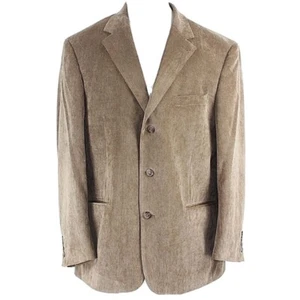 Andrew Fezza Sz 44R Tan Thin Wale Corduroy Polyester Nylon Spandex Blazer - Picture 1 of 5