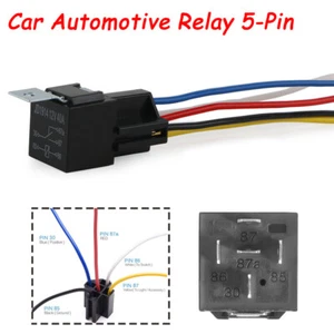 12V SPDT Car Automotive Relay 5-Pin 5 Wires + Harness Socket 40 Amp Relays Kit - Picture 1 of 10