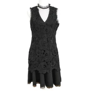 Heartloom BLACK LACE MESH SLEEVELESS LAYERED FORMAL COCKTAIL DRESS - Picture 1 of 9