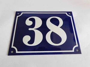 Large Vintage French Handcrafted Enamel Porcelain 8″x 5.75″ House Number Sign 38 - Picture 1 of 2
