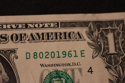 ONE DOLLAR FANCY BIRTHDAY/ANNIVERSARY NOTE [AUG 20, 1961]  SN # D 80201961 E - Image 1 of 3