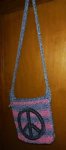 Bolso Bandolera Cartera The Sak Multicolor Crochet Cuentas Signo de Paz Boho Hippie Diversión - Imagen 1 de 4