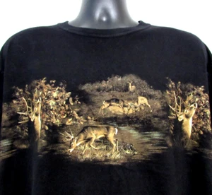 North River Outfitters Langarm T-Shirt Herren XL schwarz Hirsch Wickeldruck - Bild 1 von 12