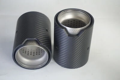 2Pcs Matte Carbon Silver Exhaust tip for BMW M2 M3 M4 M135i M235i M140i M240i - Image 1 of 4