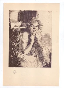 1906 Anders Zorn Emma Rasmussen Photogravure + The Model + Text Henri Frantz - Picture 1 of 7