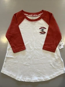 NWT Disney Parks Kids Size XS 4/5 Mickey Mouse 3/4 Sleeve Baseball Tee - Picture 1 of 6
