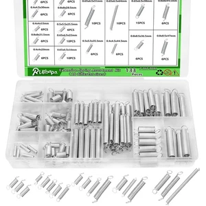 Kit surtido de resortes de extensión de 133 piezas 18 tamaños diferentes extensiones enchapadas en zinc... - Imagen 1 de 5