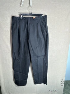 Yves Saint Laurent Men's Dress Pants Dark Gray Pinstripe 37x31 Slacks Pleated - Picture 1 of 7