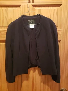 Chanel Midnight Blue Short Wool Jacket Zipper Size 40 - Picture 1 of 10