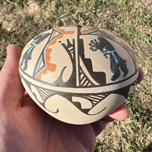 3,1/2 Jemez Pueblo Keramik Samen Topf signiert Toya Jemez Pue.Q985 - Bild 1 von 6