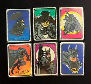 6 BATMAN RETURNS lot DC COMIC VINTAGE vending stickers prism prismatic foil holo - Picture 1 of 7