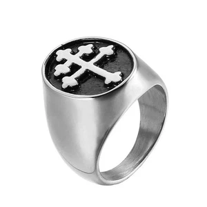Magnum Pi Cruz de Lorena Anillo de Metal de Acero Inoxidable Caballeros Templarios Cruzados - Imagen 1 de 14