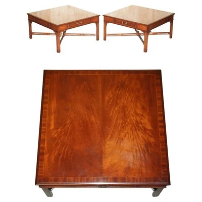 PAIR OF FLAMED MAHOGANY THOMAS CHIPPENDALE STYLE HUGE SIDE END OR COFFEE TABLES - Image 1 of 4