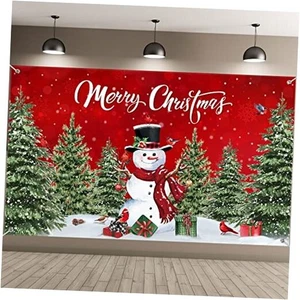  Weihnachtshintergrund Frohe Weihnachten Banner Party Deko Xmas Schneemann - Bild 1 von 7