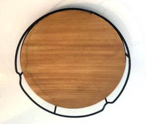 Wood Carbonized Black Iron 9" Lazy Susan Turntable Kitchen Cabinet Storage - Picture 1 of 13