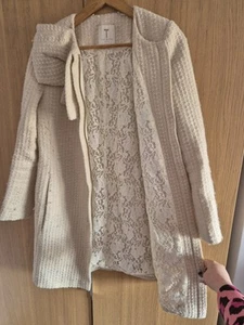 Ted Baker £379 RARE Size 3 UK 12 Cream Boucle Dress Coat Evening Formal - Picture 1 of 9