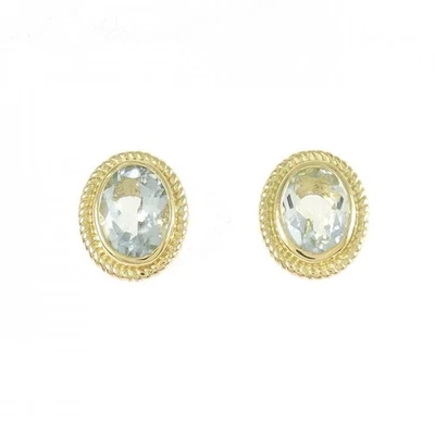 Autentici orecchini acquamarina K18YG #260-008-039-5218 - Immagine 1 di 4