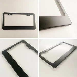 Matte Black Powder Coated License Plate Tag Frame Light Weight Stainless Steel - Picture 1 of 11