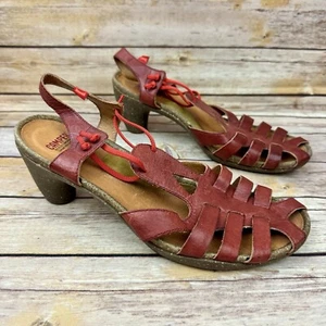 Camper Womens Red Strappy Leather Hurache Y2K Bohemian Shoes 41/11 - Picture 1 of 10