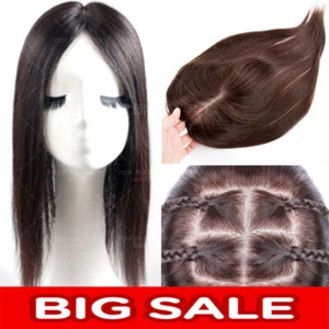 100% Human Remy Topper Hair Hairpiece Clip in Wiglet Women Mono Silk Base 130% - Picture 1 of 44
