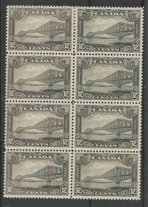 CANADÁ SG 282 THE 1929 GV 12c GRIS NEGRO EN BLOQUE SIN USAR DE 8 GATOS £208+ - Imagen 1 de 2