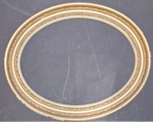 ANTICA GRANDE CORNICE OVALE DORATA IN LEGNO E STUCCHI-SPECCHIERA specchio - Foto 1 di 5