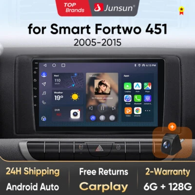 6+128G Für Smart Fortwo 451 2010-2015 Android 13 Autoradio CarPlay Kam Navi RDS - Bild 1 von 4