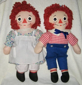 Vintage Raggedy Ann & Andy Dolls 1970's Knickerbocker 15" - All Original - Picture 1 of 10