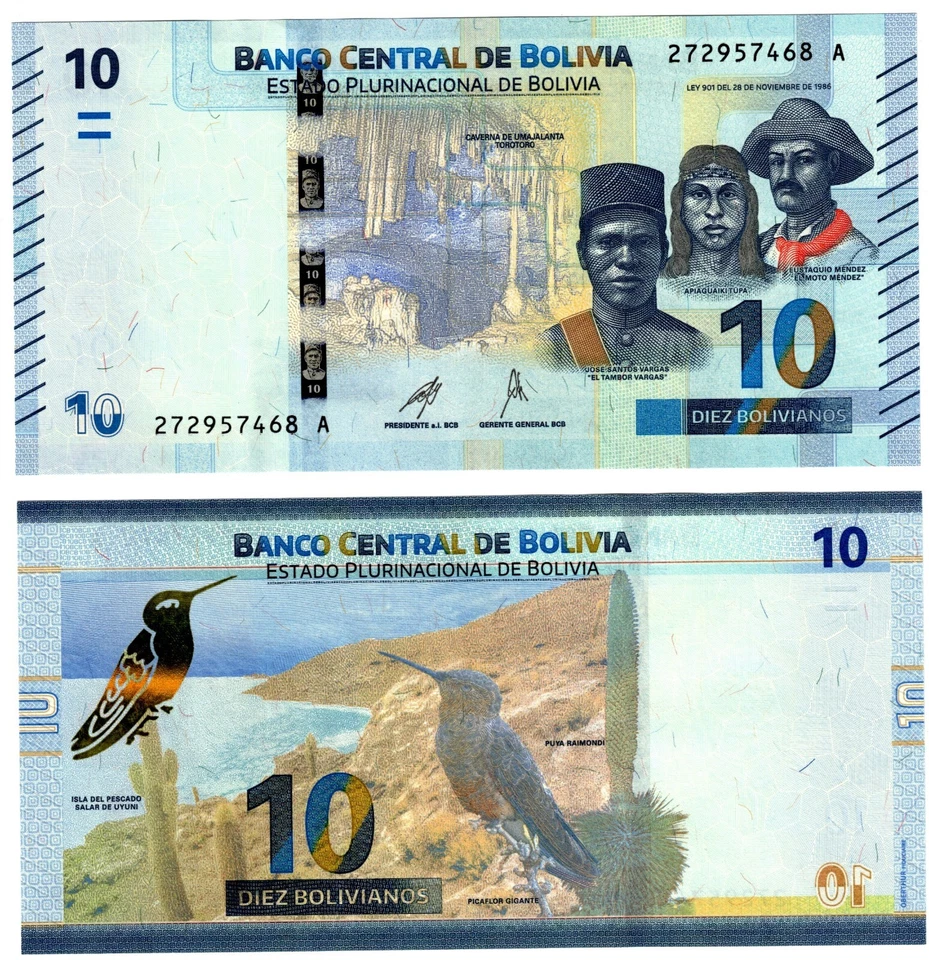 2024 Bolivia 10 Bolivianos  P248b Banknote UNC new signature - Image 1 of 1