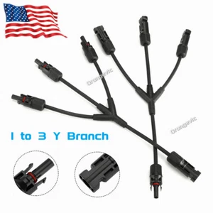 Solar Panel 1 To 3 Y Branch Connection Extension PV Cable Connector Adapter Plug - Picture 1 of 8