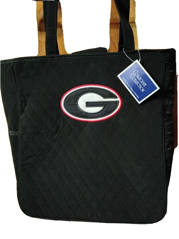 Collegiate Collection University Georgia Black Quilted Tote Purse Bag Shoulder G Cover