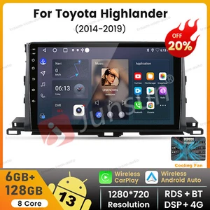 Radio 128GB 8Core Android 13 For Toyota Highlander 14-19 Car Stereo GPS CarPlay - Picture 1 of 19
