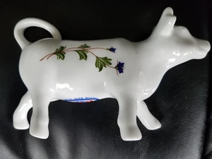 BIA Cordon Bleu Porcelain Cow White Creamer with Floral Design 7" x 4" - Picture 1 of 8