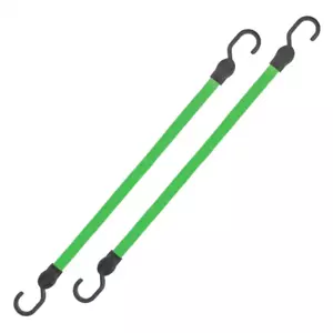24 in. Green Flat Strap Bungee Cord with Hooks - 2 pack - Picture 1 of 12